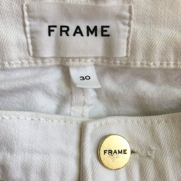 FRAME Denim Le Garcon Blanc 5 Pocket Logo Hardware Jeans - Picture 2 of 15